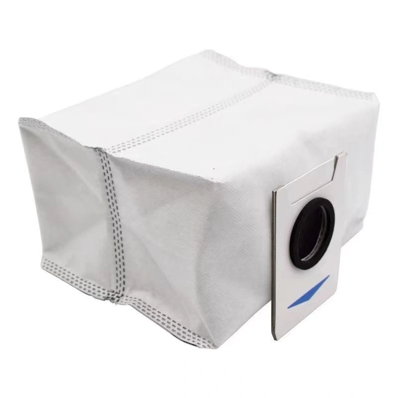 Angled view showing the folded volume of a vacuum dust bag